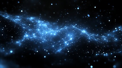 Obraz premium Abstract Blue Network Glowing Lights Digital Art