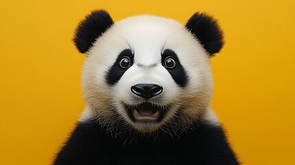 Obraz premium Playful panda portrait studio setting wildlife photography vibrant colors