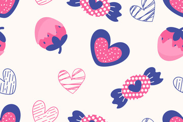 Valentine day, Valentine's seamless pattern with hearts design for fabric, cotton, wallpaper, satin, paper.	