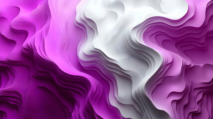 Obraz premium Abstract Purple and White Wave Background Texture. 3D Geometric Pattern Design. Modern Digital Art Illustration