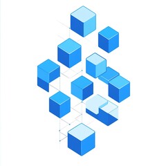Obraz premium Abstract Blue Cubes Network: A Digital Connectivity Visualization
