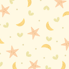 Cute pattern stars moon sky
