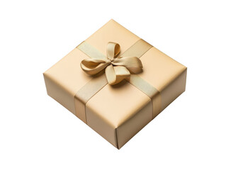 Exquisite gold gift box adorned with a delicate bow, symbol of celebration and warm wishes
