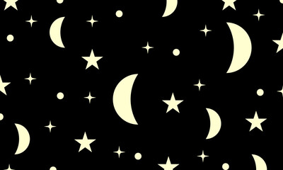 Night sky pattern, stars, moon