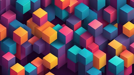Modern abstract vector background with gradient cubes and shadows, vibrant colors.