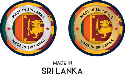 Made in Sri Lanka. Premium labels, stickers, pointer, badge and symbol of Sri Lanka flag icon. Collection vector illustration