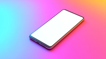 Smartphone mockup, vibrant background, blank screen, studio shot, app design