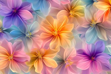 Seamless Beautiful Colorful Decorative Flowers Pattern: Vibrant Design for Fabrics, Wallpapers, and...