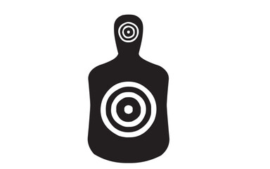 Human gun target shooting on white background 