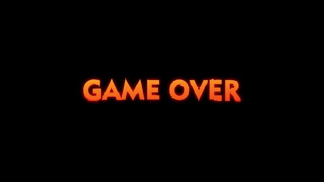 Game Over text animated with black background