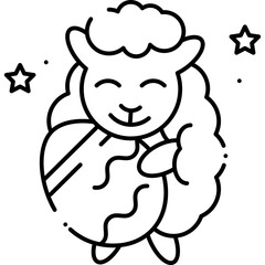 Sheep hold egg Outline style illustration 