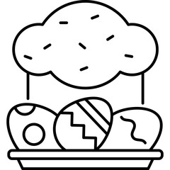 Easter cake Outline style illustration 