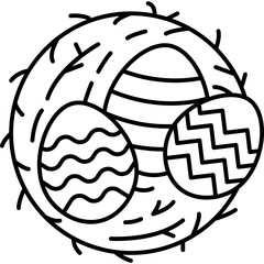Easter egg in strawOutline style illustration 