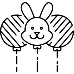 Rabbit balloon Outline style illustration 