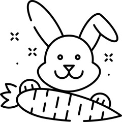 Rabbits hold Carrot Outline style illustration 