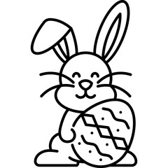 Rabbit hold egg Outline style illustration 