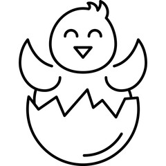 Chicks open hatch Outline style illustration 