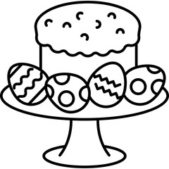 Easter cake Outline style illustration 