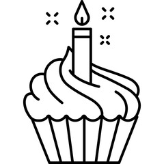 Cupcake Outline style illustration 