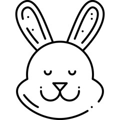 Rabbit head Outline style illustration 