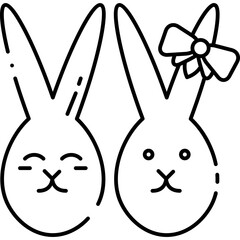 Rabbit egg Outline style illustration 