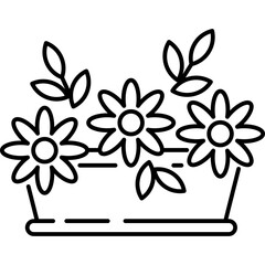 flowers Outline style Easter or Pascal illustration 