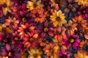 Seamless Beautiful Colorful Decorative Flowers Pattern: Vibrant Design for Fabrics, Wallpapers, and...