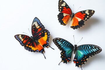 Colorful Butterflies on White Surface