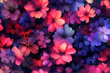 Seamless Beautiful Colorful Decorative Flowers Pattern: Vibrant Design for Fabrics, Wallpapers, and...