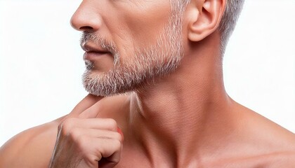 Obraz premium 男性のあごひげアップ写真：無精髭