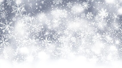 Fototapeta premium Winter background with the image of snowflakes falling on a background of a blurry snow drops