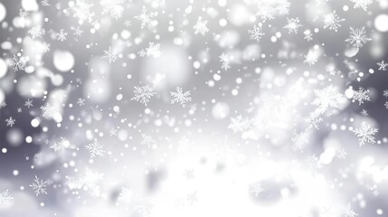 Fototapeta premium Winter background with the image of snowflakes falling on a background of a blurry snow drops