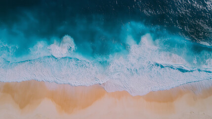 Fototapeta premium Tropical Sandy Beach with Soft Blue Ocean Waves and Clear Water