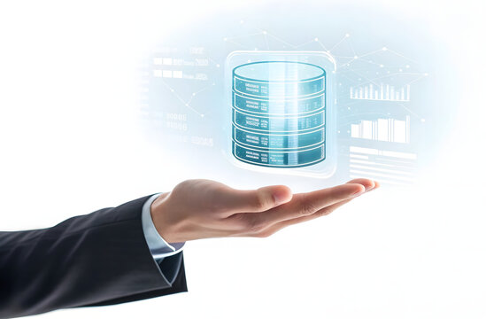 person holding a symbol of database