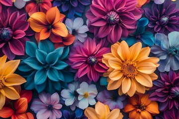 Seamless Beautiful Colorful Decorative Flowers Pattern: Vibrant Design for Fabrics, Wallpapers, and...