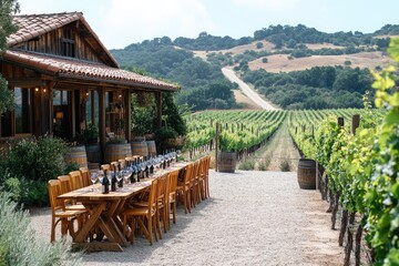 Wine tasting event at vineyard with scenic view in paso robles california
