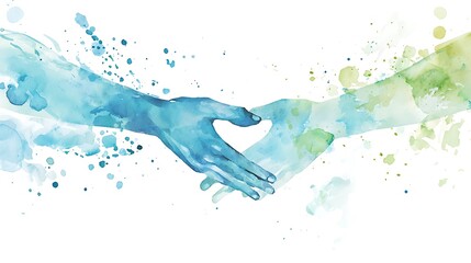Two hands are touching each other in a painting