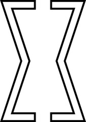 Curly double braces. Symmetric brackets pair, punctuation symbol for mathematics. Frames for math in black Outline style. Retro parenthesis sign for text quote Isolated on transparent background.