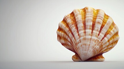 Obraz premium A beautifully detailed scallop shell showcasing intricate patterns and textures, perfect for nature and marine-themed projects.