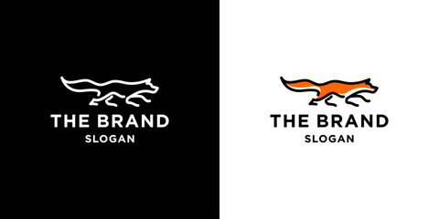  fox line logo. simple vector line art of abstract orange fox logo design jumping and running, fox wall art design, minimal line logo icon illustration isolated on white background