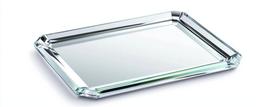 A stylish glass tray, perfect for serving food or drinks at upscale gatherings, showcasing elegance in tableware.