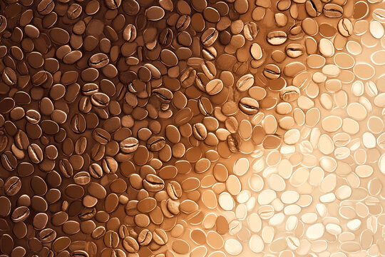 Coffee beans background, coffee beans texture, illustration. Copy space for design.