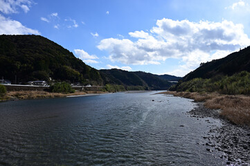 名越屋沈下橋から望む仁淀川