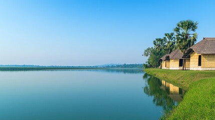 Obraz premium Peaceful Lakeside Houses