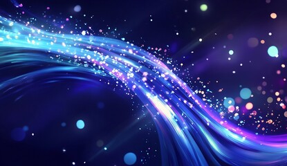 Obraz premium Abstract Blue Glowing Wave with Sparkling Lights