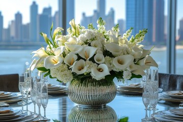 Majestic White Floral Centerpiece Perfect for Elegant Occasions and Celebrations