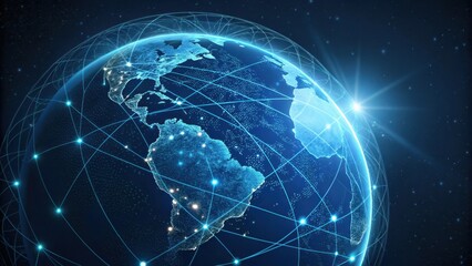 Global Network Connections A Futuristic Representation of Interconnectedness and Data Exchange Across the Planet