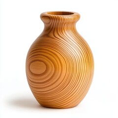 A beautifully crafted wooden vase showcasing natural textures and smooth curves, perfect for home decor and artistic displays.