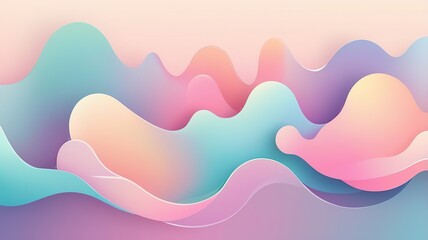 Fototapeta premium Abstract glass-like gradient shapes with soft pastel tones, modern vector style.