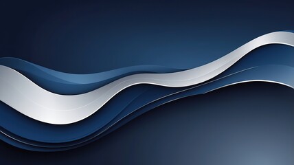 Obraz premium Wavy gradient background with smooth transitions in dark blue and silver tones.